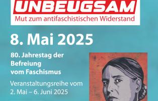 Das Bild zeigt Anna Seghers und verweist auf die Veranstaltungsreihe unbeugsam in Mainz